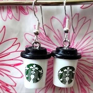 STARBUCKS TO GO CUPS  EARRINGS 925S STERLING POSTS